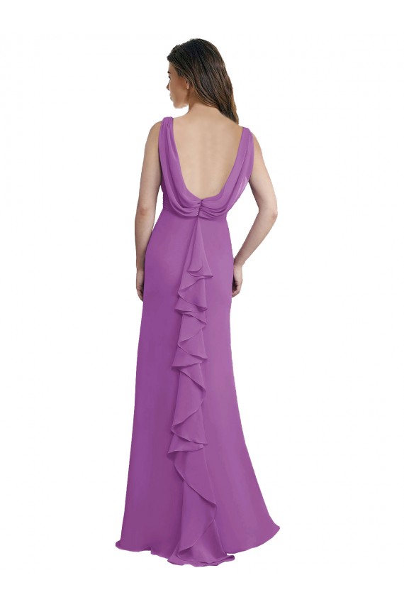 Trapèze Col V Mousseline Longue Robes demoiselle d'honneur à Vendre
