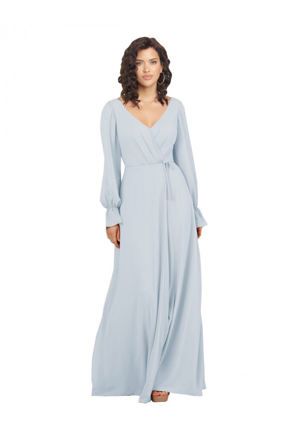 Trapèze Col V Mousseline Longue Robes demoiselle d'honneur à Vendre