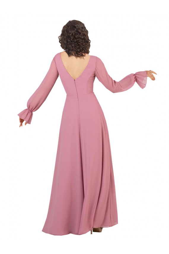 Trapèze Col V Mousseline Longue Robes demoiselle d'honneur à Vendre