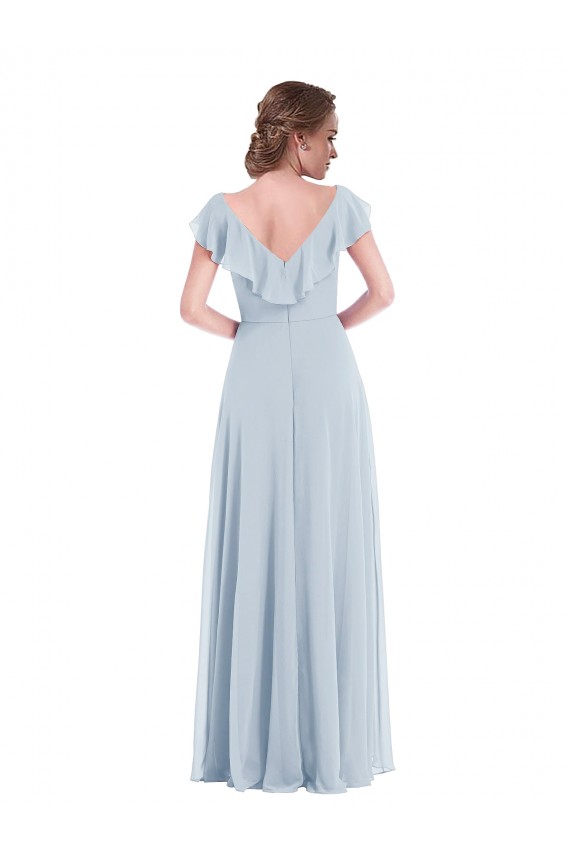 Trapèze Col V Mousseline Longue Robes demoiselle d'honneur à Vendre