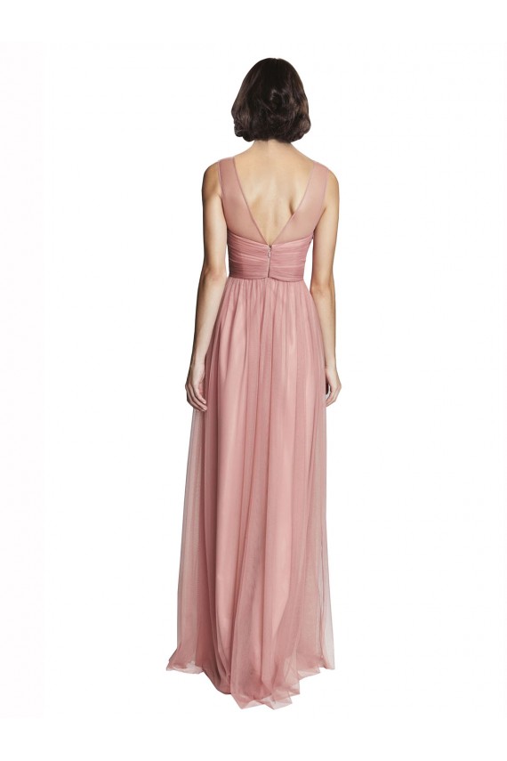 Trapèze Col V Tulle Longue Robes demoiselle d'honneur à Vendre