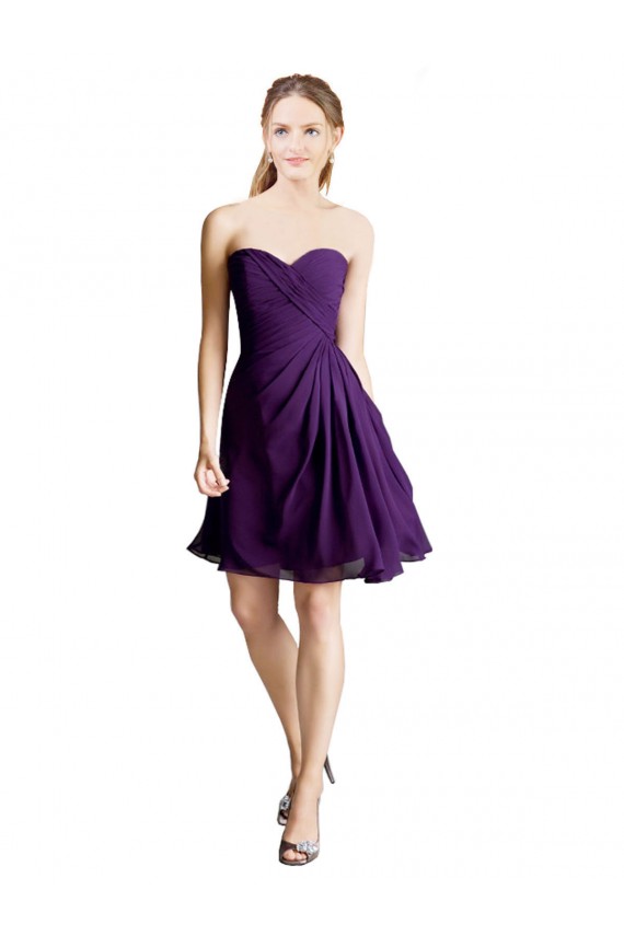 Trapèze Sans bretelle Mousseline Courte Robes demoiselle d'honneur / Robes de cocktail à Vendre
