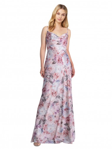Trapèze Satiné Stretch Floral Longue Formelles Robes demoiselle d'honneur / Robes de soirée à Vendre