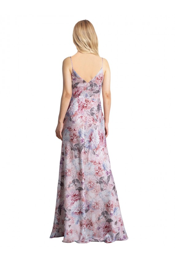 Trapèze Satiné Stretch Floral Longue Formelles Robes demoiselle d'honneur / Robes de soirée à Vendre