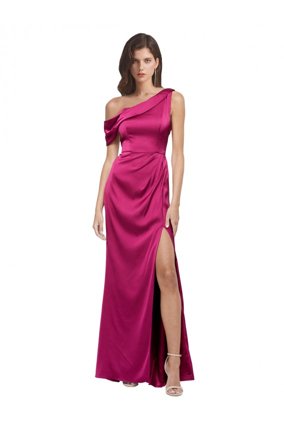 Trapèze Satiné Stretch Longue Formelles Robes demoiselle d'honneur / Robes de soirée / Robes de bal à Vendre
