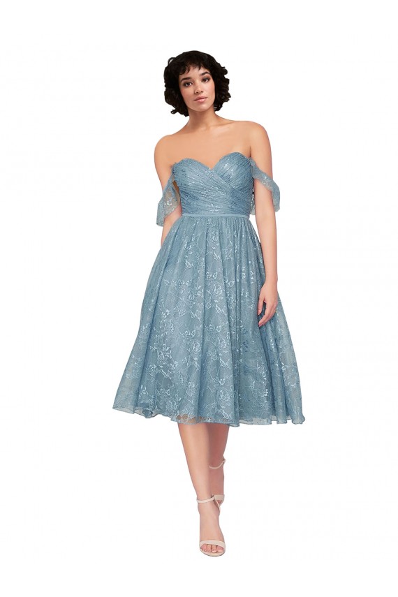 Trapèze Épaule Dénudée Dentelle Courte Robes demoiselle d'honneur / Robes de cocktail à Vendre
