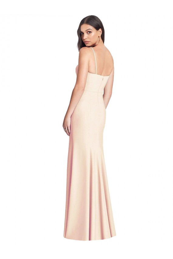 Trompette Bretelles spaghetti Crêpe Stretch Longue Robes demoiselle d'honneur / Robes de bal à Vendre