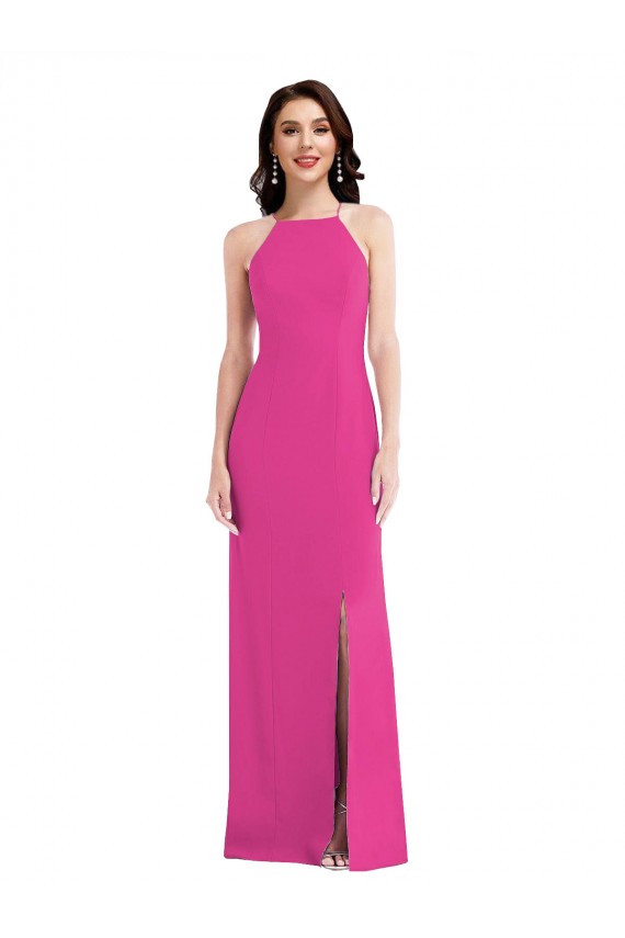 Trompette Licou Col Haut Crêpe Stretch Longue Formelles Robes demoiselle d'honneur / Robes de soirée / Robes de bal à Vendre