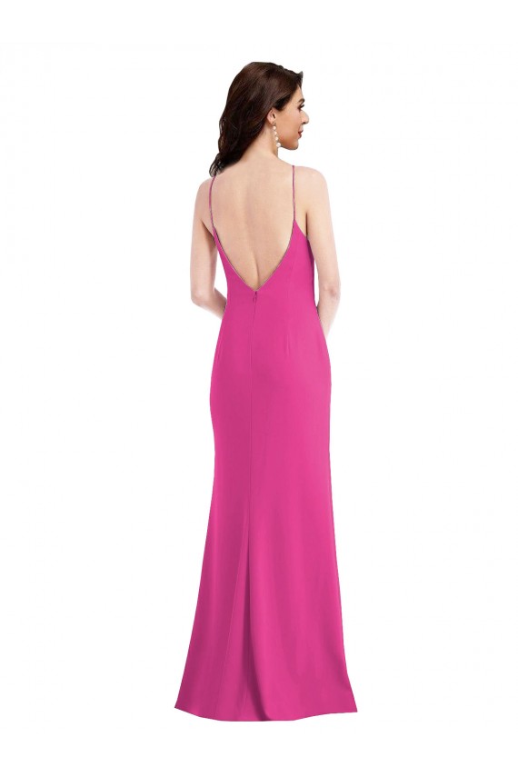 Trompette Licou Col Haut Crêpe Stretch Longue Formelles Robes demoiselle d'honneur / Robes de soirée / Robes de bal à Vendre