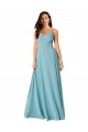 Turquoise Trapèze Col V Mousseline Longue Robes demoiselle d'honneur à Vendre