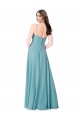 Turquoise Trapèze Col V Mousseline Longue Robes demoiselle d'honneur à Vendre
