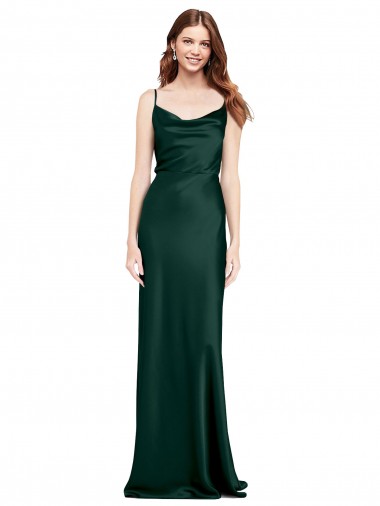 Vert Chasseur Fourreau Satiné Stretch Longue Formelles Robes demoiselle d'honneur / Robes de soirée / Robes de bal à Vendre