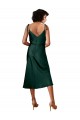 Vert Chasseur Fourreau midi Satiné Stretch Courte Robes demoiselle d'honneur / Robes de soirée / Robes de cocktail à Vendre