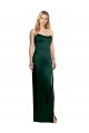 Vert Chasseur Trapèze Scoop Sans bretelle Satiné Stretch Longue Formelles Robes demoiselle d'honneur / Robes de soirée / Robes de bal à Vendre