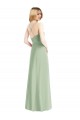 Vert Sauge Trapèze Bretelles spaghetti Mousseline Longue Robes demoiselle d'honneur à Vendre