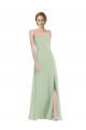 Vert Sauge Trapèze Scoop Mousseline Longue Robes demoiselle d'honneur à Vendre