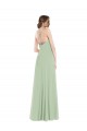 Vert Sauge Trapèze Scoop Mousseline Longue Robes demoiselle d'honneur à Vendre
