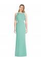 Vert de jade Sirène Col bijou Mousseline Longue Robes demoiselle d'honneur à Vendre