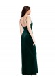 Vert foncé Fourreau Bretelles spaghetti Col Carré Velours Stretch Longue Robes demoiselle d'honneur / Robes de bal à Vendre