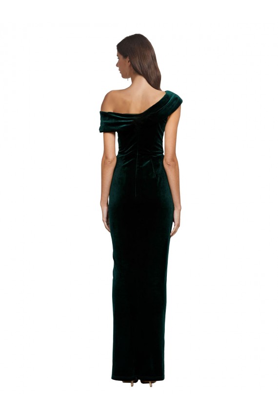 Vert foncé Fourreau Épaule Dénudée Velours Stretch Longue Asymétrique Formelles Robes demoiselle d'honneur / Robes de soirée / Robes de bal à Vendre