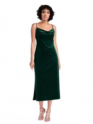 Vert foncé Fourreau midi Velours Stretch Courte Robes demoiselle d'honneur / Robes de soirée / Robes de cocktail à Vendre