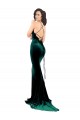 Vert foncé Sirène Col Haut Balayage train Velours Stretch Longue Formelles Robes demoiselle d'honneur / Robes de soirée / Robes de bal à Vendre