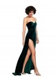 Vert foncé Trapèze Balayage train Velours Stretch Longue Robes demoiselle d'honneur / Robes de bal à Vendre