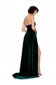 Vert foncé Trapèze Balayage train Velours Stretch Longue Robes demoiselle d'honneur / Robes de bal à Vendre