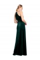 Vert foncé Trapèze Bretelles spaghetti Col bijou Velours Stretch Longue Robes demoiselle d'honneur / Robes de bal à Vendre