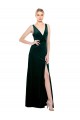 Vert foncé Trapèze Col V Velours Stretch Longue Formelles Robes demoiselle d'honneur / Robes de soirée / Robes de bal à Vendre