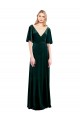 Vert foncé Trapèze Col V Velours Stretch Longue Robes demoiselle d'honneur / Robes de bal à Vendre