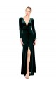 Vert foncé Trapèze Col V Velours Stretch Longue Robes demoiselle d'honneur / Robes de bal à Vendre