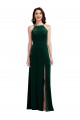 Vert foncé Trapèze Licou Col Haut Velours Stretch Longue Robes demoiselle d'honneur / Robes de bal à Vendre
