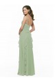 Vert fumée Trapèze Bretelles spaghetti Col V Mousseline Longue Robes demoiselle d'honneur à Vendre