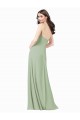 Vert fumée Trapèze Bretelles spaghetti Mousseline Longue Robes demoiselle d'honneur à Vendre