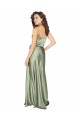 Vert fumée Trapèze Col V Satiné Soyeux Longue Formelles Robes demoiselle d'honneur / Robes de soirée à Vendre