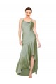 Vert fumée Trapèze Satiné Soyeux Longue Asymétrique Formelles Robes demoiselle d'honneur / Robes de soirée / Robes de bal à Vendre