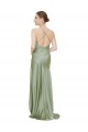 Vert fumée Trapèze Satiné Soyeux Longue Asymétrique Formelles Robes demoiselle d'honneur / Robes de soirée / Robes de bal à Vendre