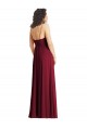 Vert fumée Trompette Bretelles spaghetti Col V Mousseline Longue Formelles Robes demoiselle d'honneur / Robes de soirée à Vendre