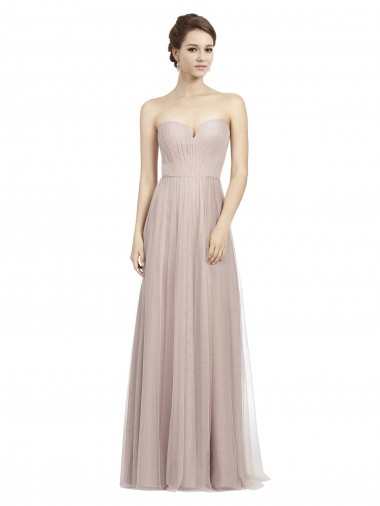Vintage Rose Trapèze Tulle Longue Robes demoiselle d'honneur à Vendre
